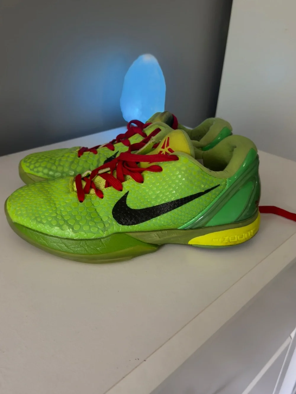 Nike Kids Neon Green Basketball Sneakers with Red Laces